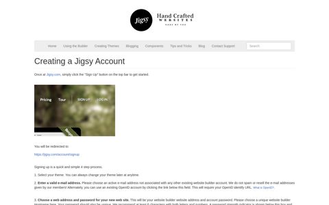 Creating a Jigsy Account - Website Builder