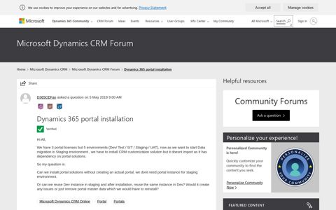 Dynamics 365 portal installation - Microsoft Dynamics CRM ...