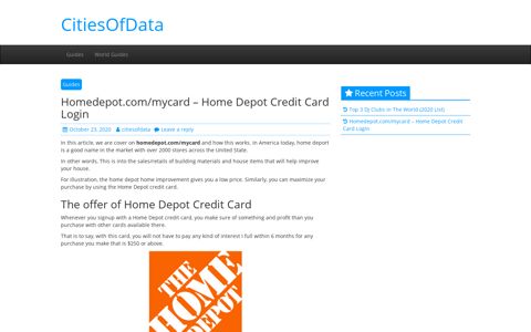 Homedepot.com/mycard - Home Depot Credit Card Login