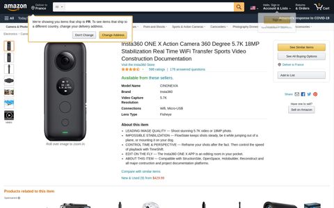 Insta360 ONE X Action Camera 360 Degree ... - Amazon.com