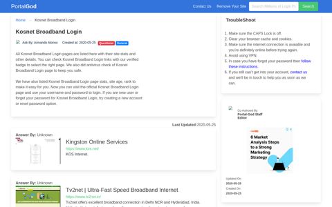 Kosnet Broadband Login Page - portal-god.com
