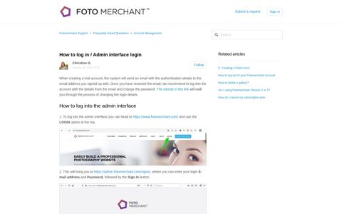 How to log in / Admin interface login – Fotomerchant Support