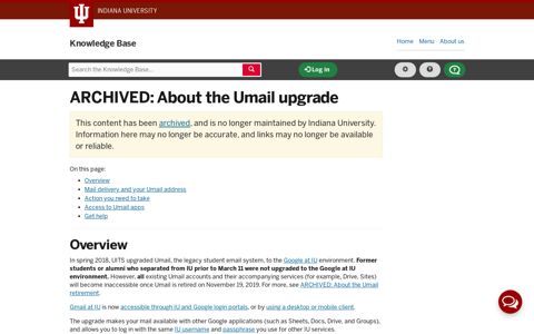ARCHIVED: About the Umail upgrade - IU Knowledge Base