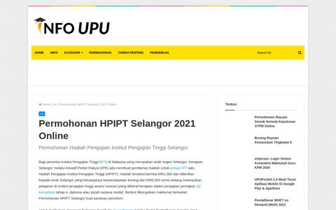 Permohonan HPIPT Selangor 2020 Online (Hadiah Pengajian ...