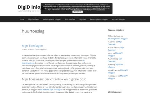 huurtoeslag | DigiD inloggen.nl
