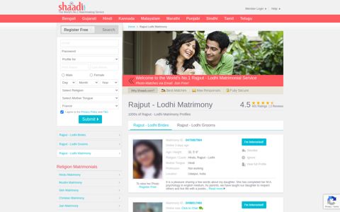 Rajput Lodhi Matrimony & Matrimonial Site - Shaadi.com