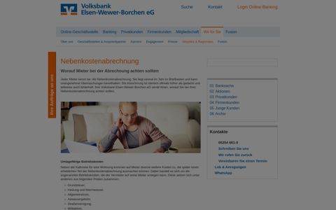Volksbank Elsen-Wewer-Borchen eG Nebenkostenabrechnung ...