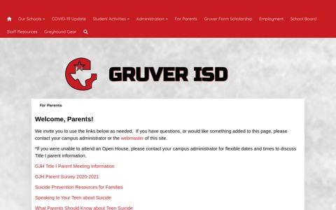 For Parents - Gruver ISD
