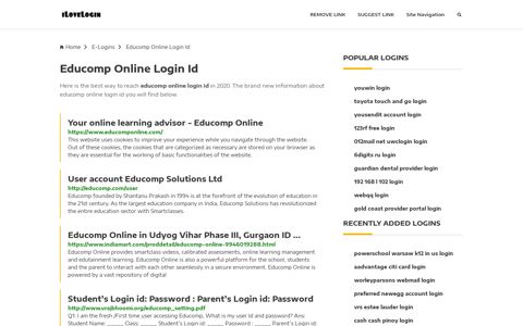 Educomp Online Login Id ❤️ One Click Access