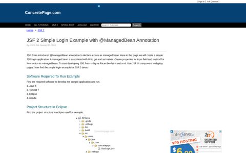 JSF 2 Simple Login Example with @ManagedBean Annotation