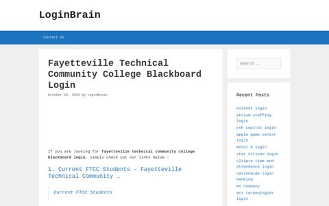 fayetteville technical community college blackboard login