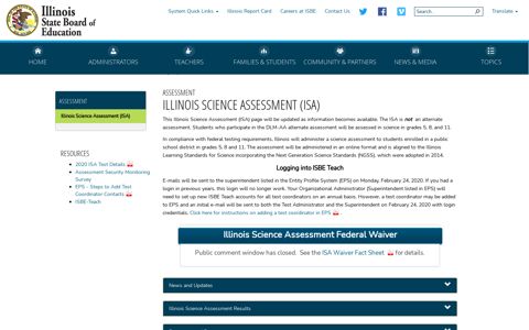 Illinois Science Assessment (ISA)