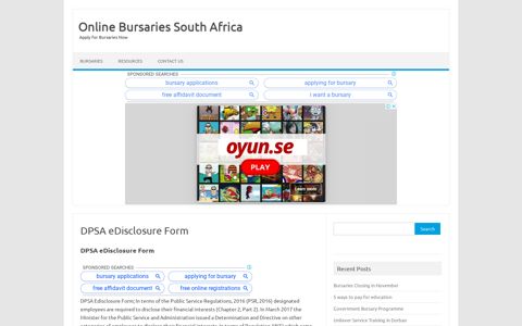 DPSA eDisclosure Form – Online Bursaries South Africa
