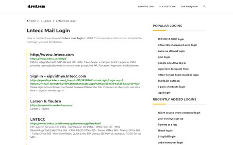 Lntecc Mail Login ❤️ One Click Access - iLoveLogin