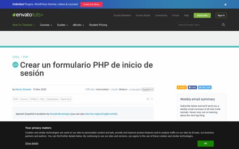 Crear un formulario PHP de inicio de sesión - Code Tuts