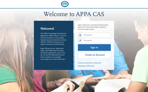 APPA CAS | Applicant Login Page Section
