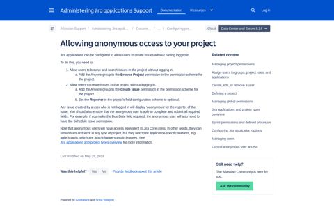Allowing anonymous access to your project | Administering ...