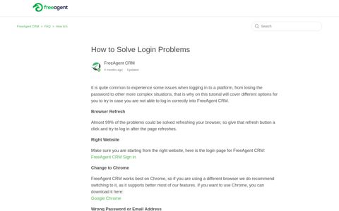 How to Solve Login Problems – FreeAgent CRM