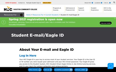Student E-mail/Eagle ID | Houston Community College - HCC