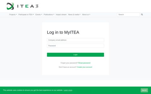 ITEA 3 · Log in to MyITEA