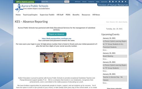 KES – Absence Reporting – Division of Human Resources