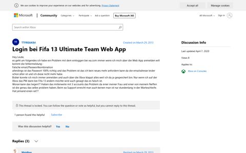 Login bei Fifa 13 Ultimate Team Web App - Microsoft Community