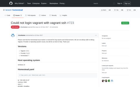 Could not login vagrant with vagrant ssh · Issue #723 · laravel ...