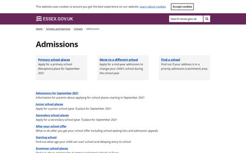 Admissions - Essex County Council
