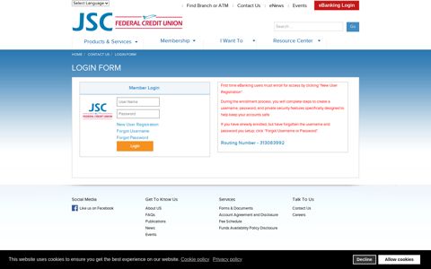 Login Form - JSC Federal Credit Union