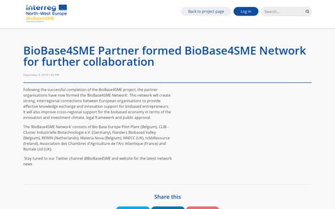 BioBase4SME Partner formed BioBase4SME Network for ...