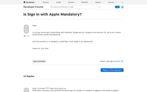 is Sign In with Apple Mandatory? | Apple Developer Forums
