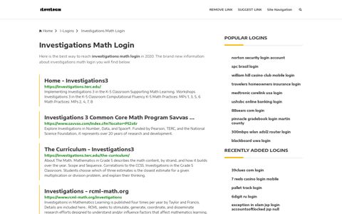 Investigations Math Login ❤️ One Click Access - iLoveLogin