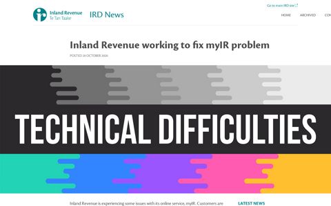 Inland Revenue working to fix myIR problem | IRD News