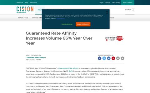 Guaranteed Rate Affinity Increases Volume 86% Year Over Year