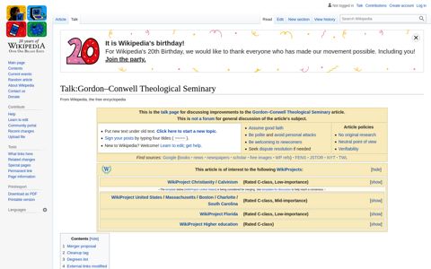 Talk:Gordon–Conwell Theological Seminary - Wikipedia