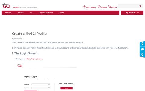 Create a MyGCI login profile | GCI Account and Billing Support
