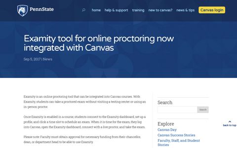 Examity tool for online proctoring now integrated with Canvas ...