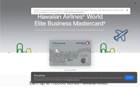 Hawaiian Airlines Business Mastercard - Bank of Hawaii