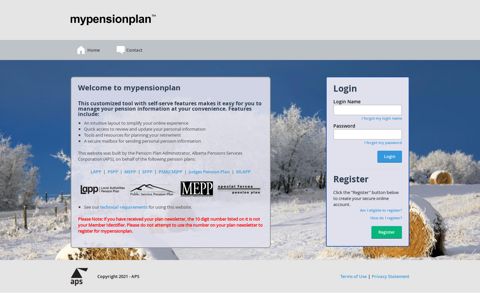 Login - mypensionplan - Alberta Pensions Services Corporation