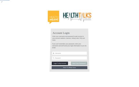 Account Login - Health Talks Online Partners Portal - Affiliate ...