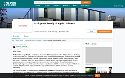 Esslingen University of Applied Sciences - Ranking, Courses ...