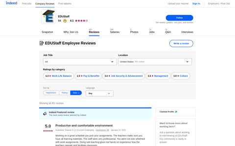 Working at EDUStaff: 446 Reviews | Indeed.com