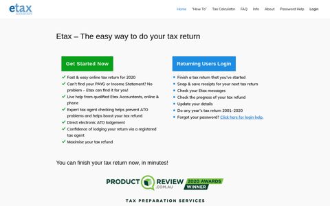 Australian Tax Return - Tax Returns Are Easy At Etax - Etax ...