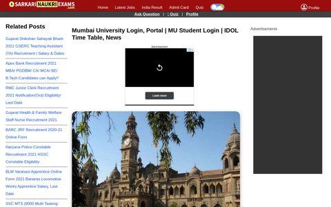 Mumbai University Login, Portal | MU Student Login | IDOL ...