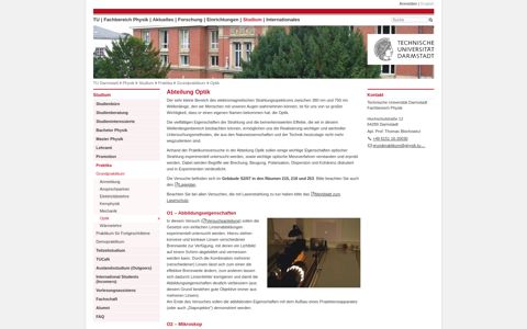 Physik - Grundpraktikum - TU Darmstadt - Fachbereich Physik