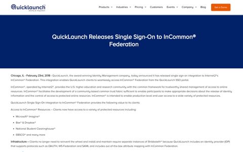 QuickLaunch Releases Single Sign-On to InCommon ...