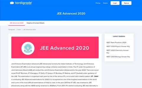 JEE Advanced 2020 - Tardigrade | Tardigrade