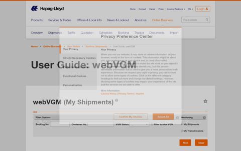 User Guide: webVGM - Hapag-Lloyd