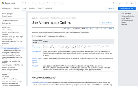 User Authentication Options - Google Cloud