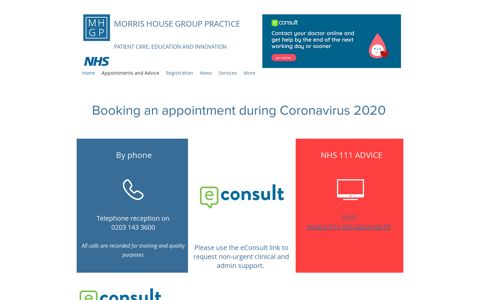 Appointments and Advice | MHGP